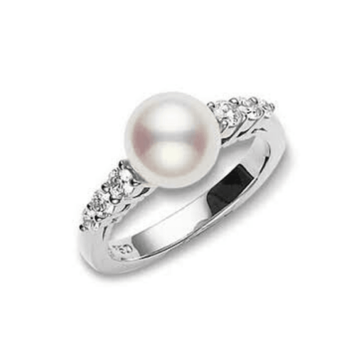 Mikimoto Morning Dew 8mm Akoya Pearl & Diamond Ring PRL538DW52 Ring Mikimoto   