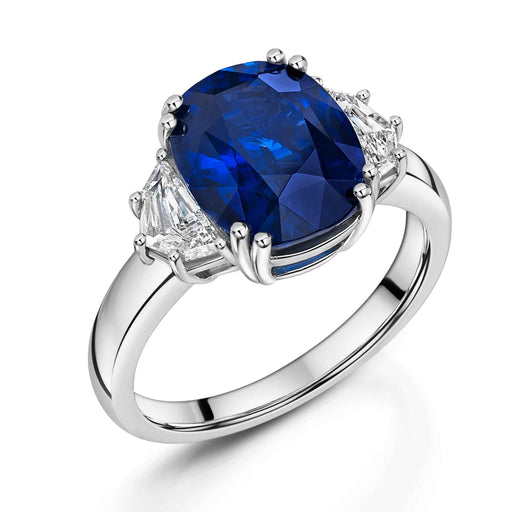 Michael Spiers 18ct White Gold Oval-Cut Sapphire & Cadillac_Cut Diamond Three Stone Ring  5.59ct Ring Michael Spiers   