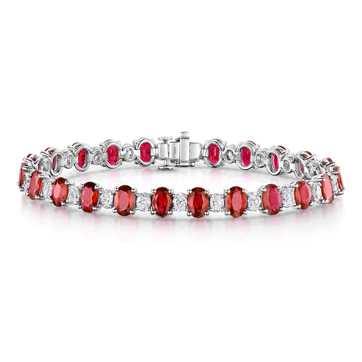 Platinum Oval-Cut Ruby & Diamond Tennis Bracelet 17.22ct Bracelet Michael Spiers