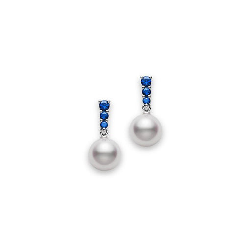 Mikimoto Morning Dew 8mm Akoya Pearl & Sapphire Earrings PEL642SW Earrings Mikimoto   
