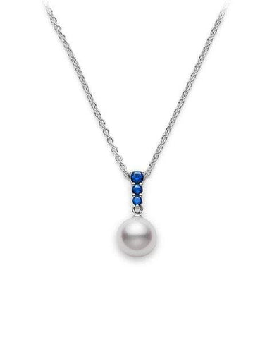 Mikimoto Morning Dew 8mm Akoya Pearl & Sapphire Necklace PPL403SW Necklace Mikimoto   
