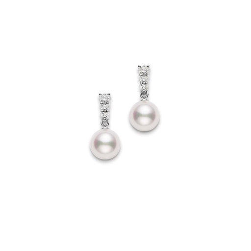 Mikimoto Morning Dew 8mm Akoya Pearl & Diamond Earrings PEL642DW Earrings Mikimoto   