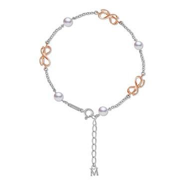 Mikimoto 5mm Pearl Chain Bracelet In 18ct White & Pink Gold PDH35C2 Bracelet Mikimoto   
