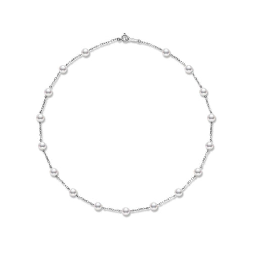 Mikimoto 5mm Pearl Chain Necklace In 18ct White Gold PPL129W Necklace Mikimoto   
