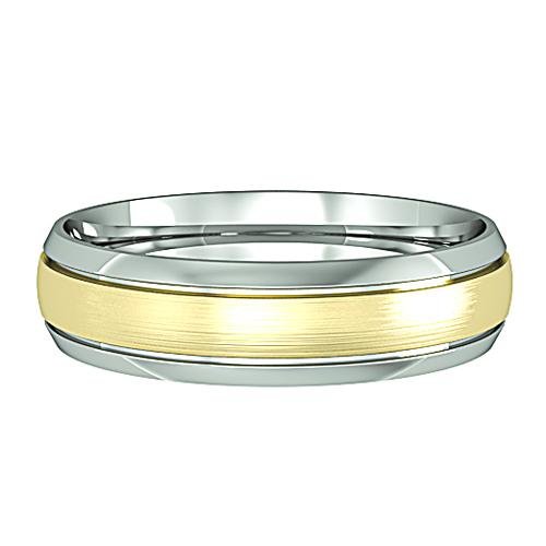 18ct White Gold Court Style Wedding Ring With A Satin 18ct Yellow Gold Insert - 5mm Ring Michael Spiers   