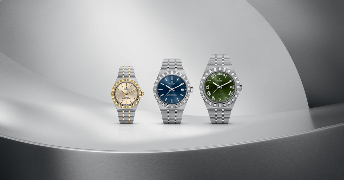 Three new TUDOR Royal models on a white background