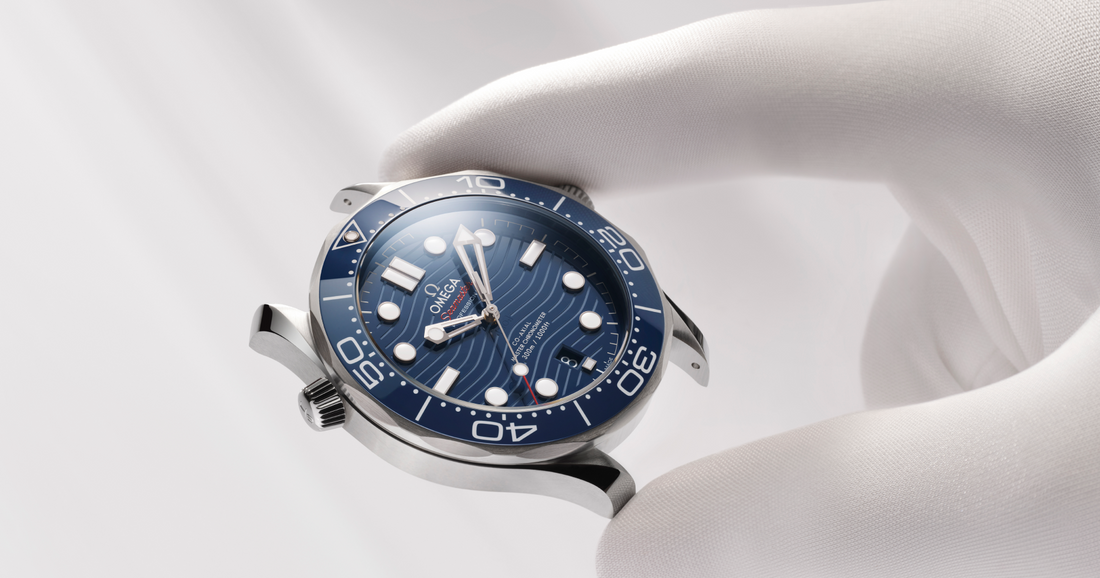 Blue OMEGA watches at Michael Spiers