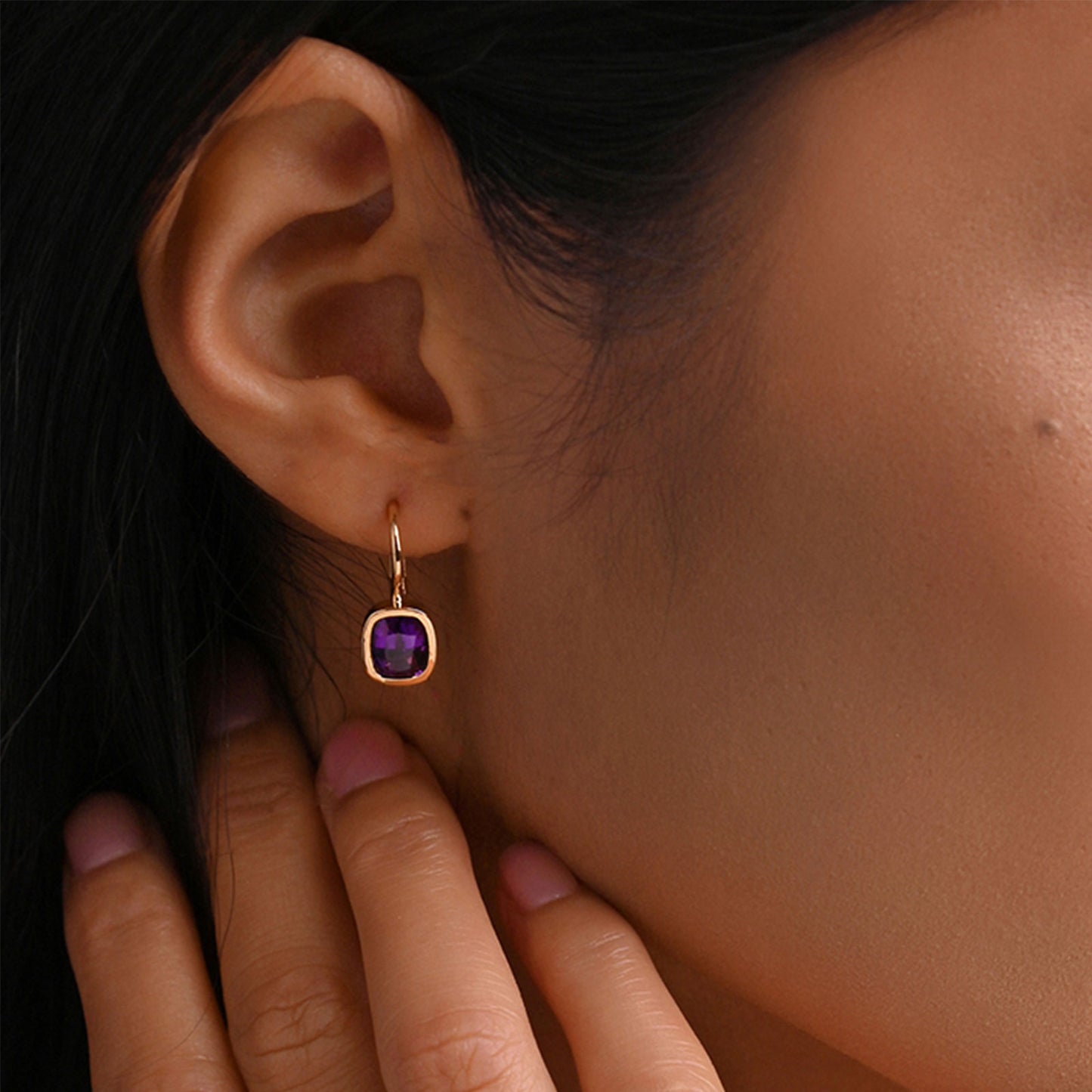 Aya 18ct Yellow Gold Amethyst Earrings simple Pursuit