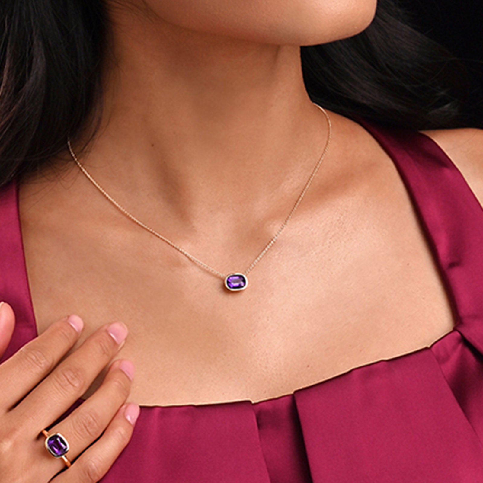 Aya 18ct Yellow Gold Amethyst Pendant simple Pursuit