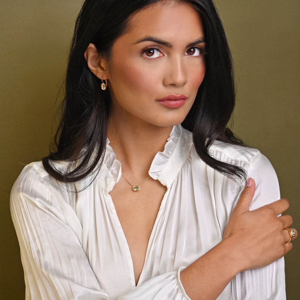 Aya 18ct Yellow Gold Green Amethyst Pendant simple Pursuit