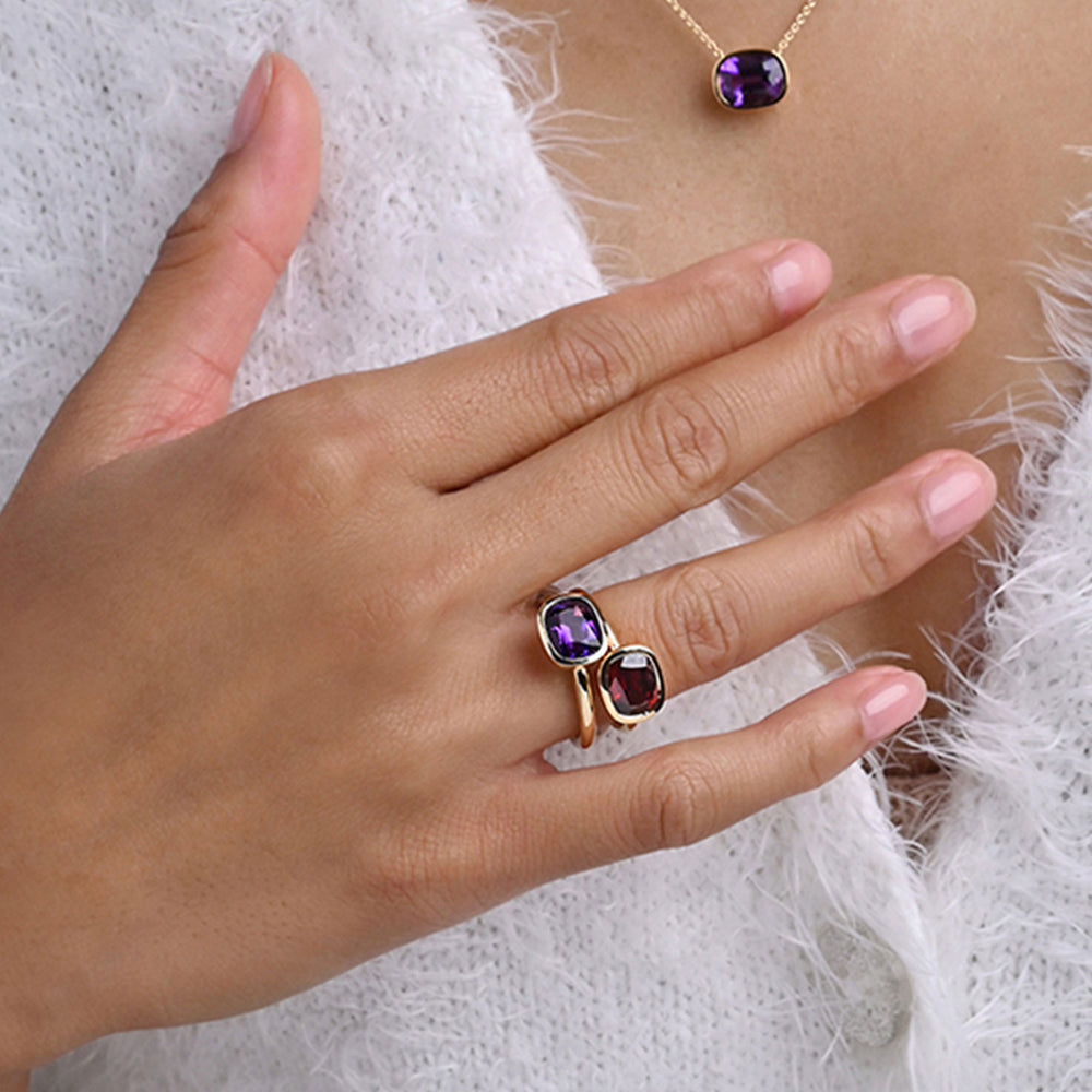 Aya 18ct Yellow Gold Amethyst Ring simple Pursuit