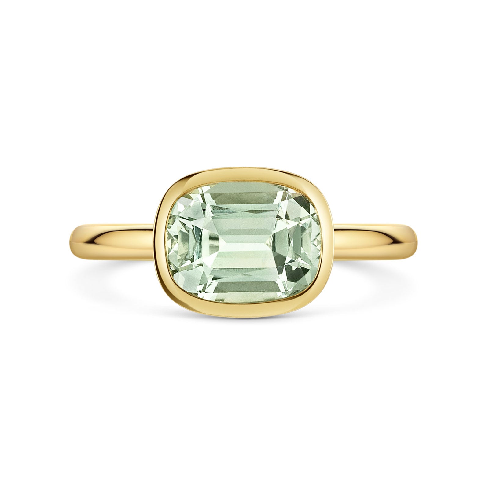 Aya 18ct Yellow Gold Green Amethyst Ring simple Pursuit