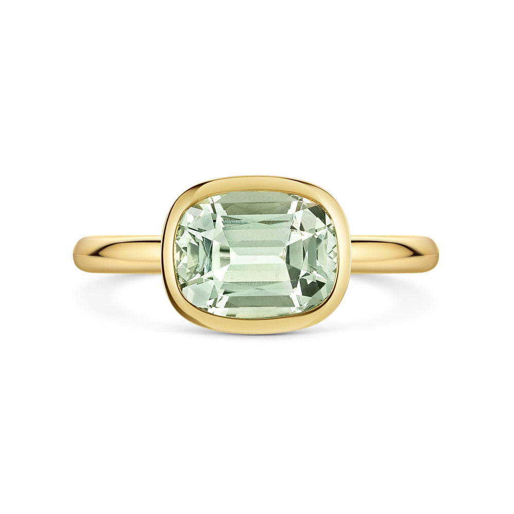 Aya 18ct Yellow Gold Green Amethyst Ring simple Pursuit