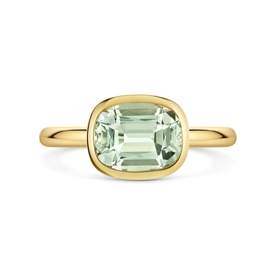 Aya 18ct Yellow Gold Green Amethyst Ring simple Pursuit