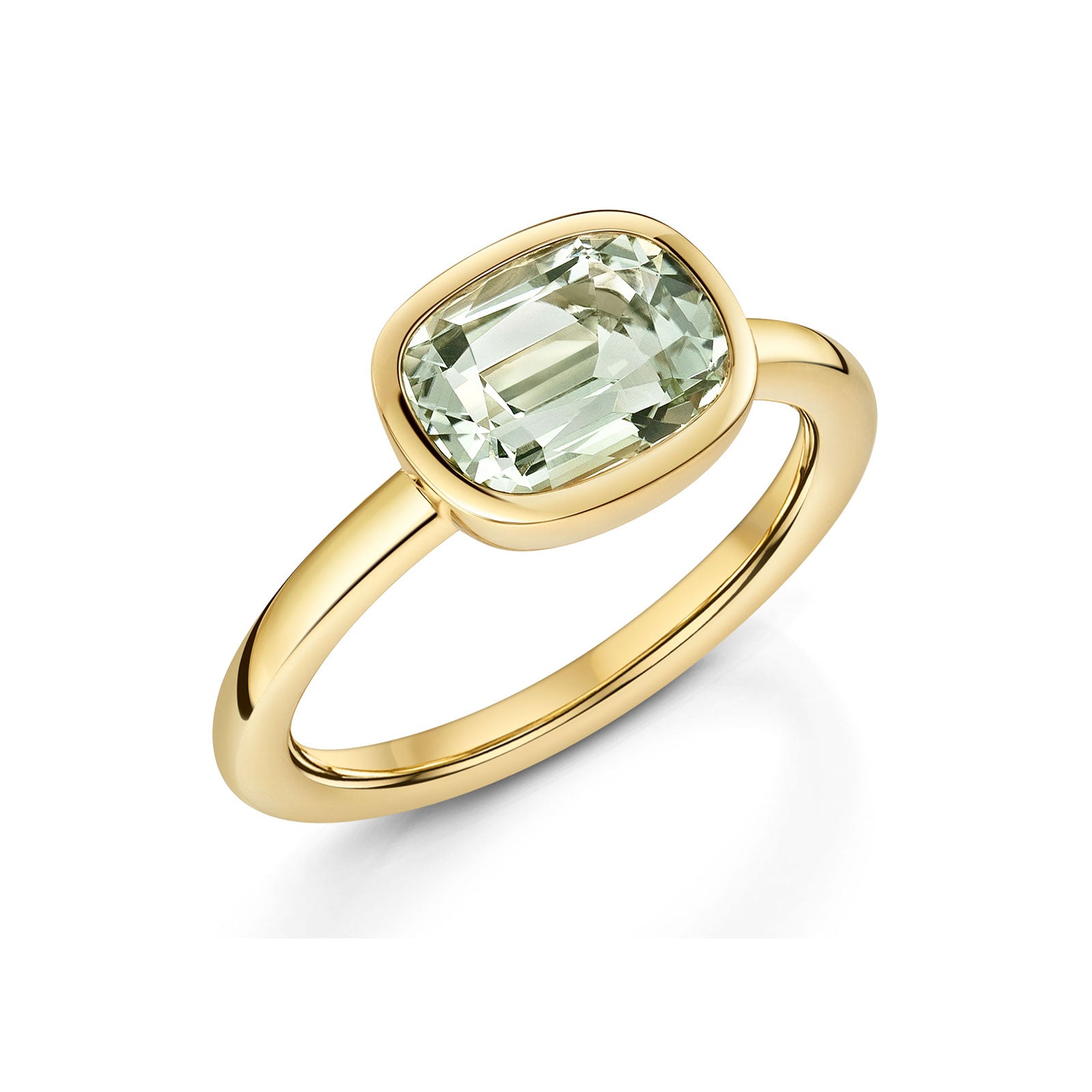 Aya 18ct Yellow Gold Green Amethyst Ring simple Pursuit