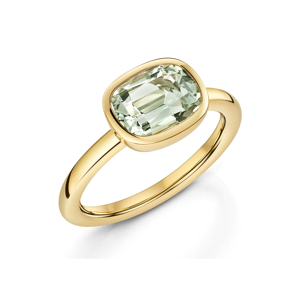 Aya 18ct Yellow Gold Green Amethyst Ring simple Pursuit