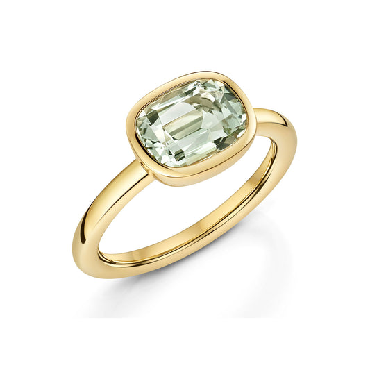 Aya 18ct Yellow Gold Green Amethyst Ring simple Pursuit