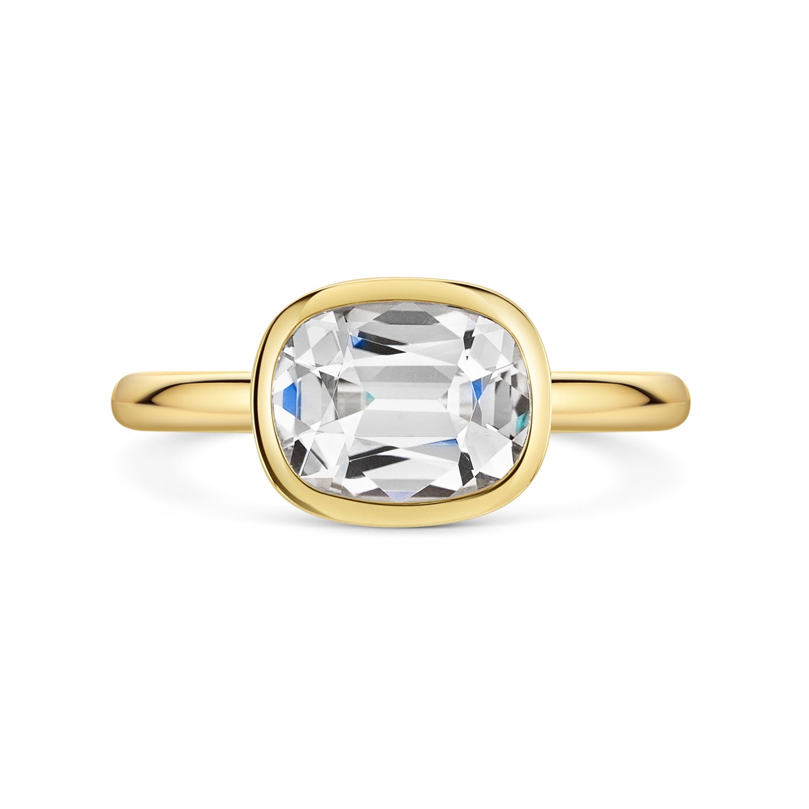 Aya 18ct Yellow Gold White Quartz Ring simple Pursuit