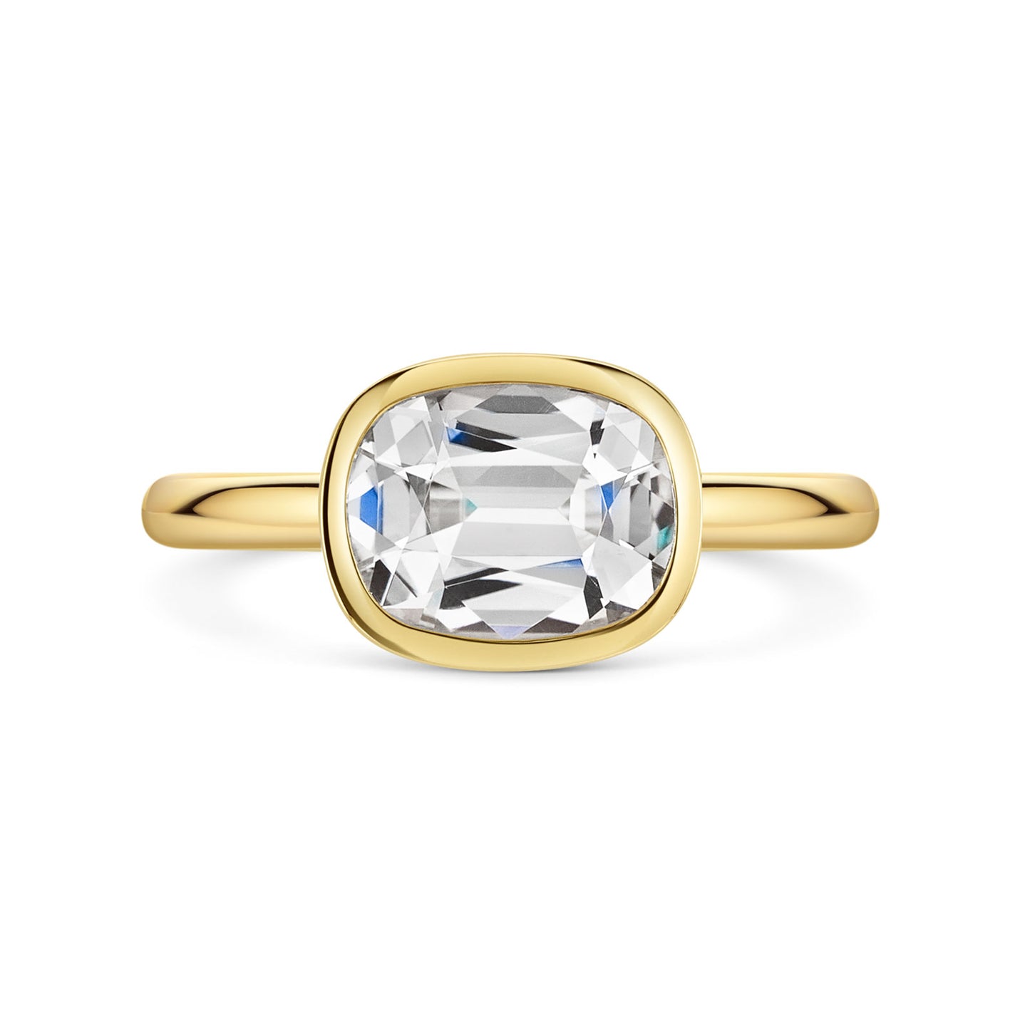 Aya 18ct Yellow Gold White Quartz Ring simple Pursuit