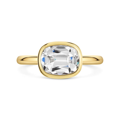 Aya 18ct Yellow Gold White Quartz Ring simple Pursuit