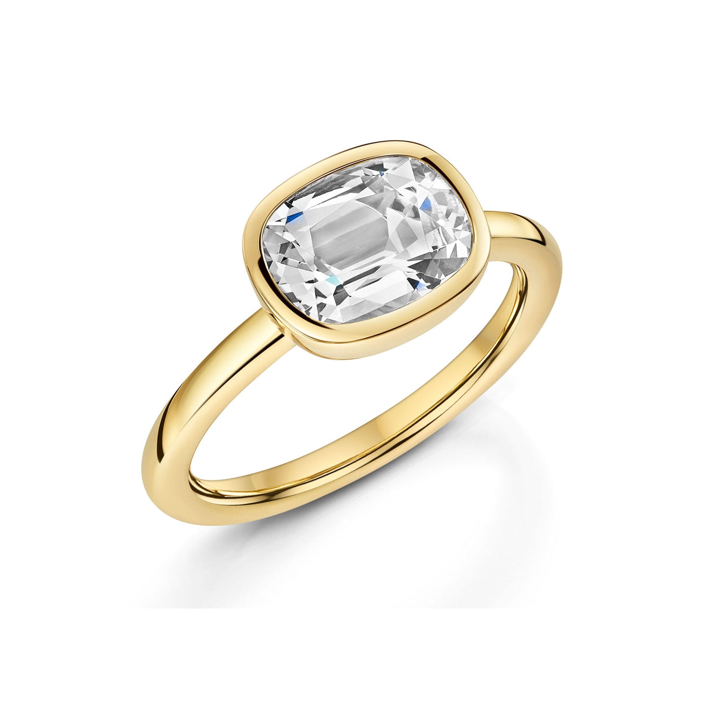 Aya 18ct Yellow Gold White Quartz Ring simple Pursuit