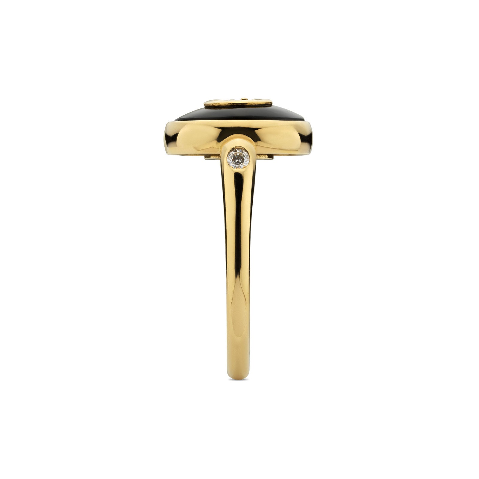 Gucci Interlocking 18ct Yellow Gold Onyx & Diamond Ring variant Pursuit