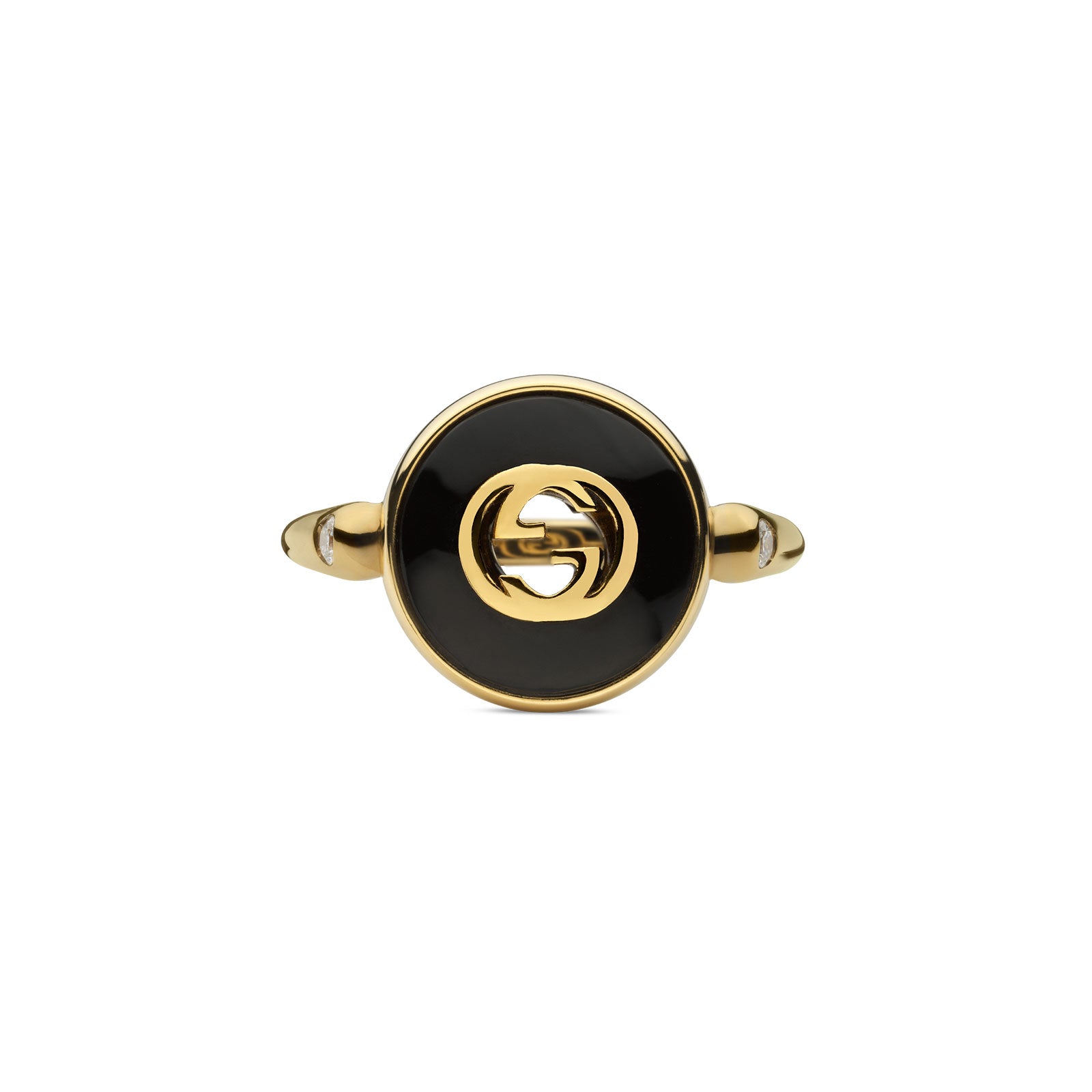 Gucci Interlocking 18ct Yellow Gold Onyx & Diamond Ring variant Pursuit
