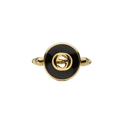 Gucci Interlocking 18ct Yellow Gold Onyx & Diamond Ring variant Pursuit