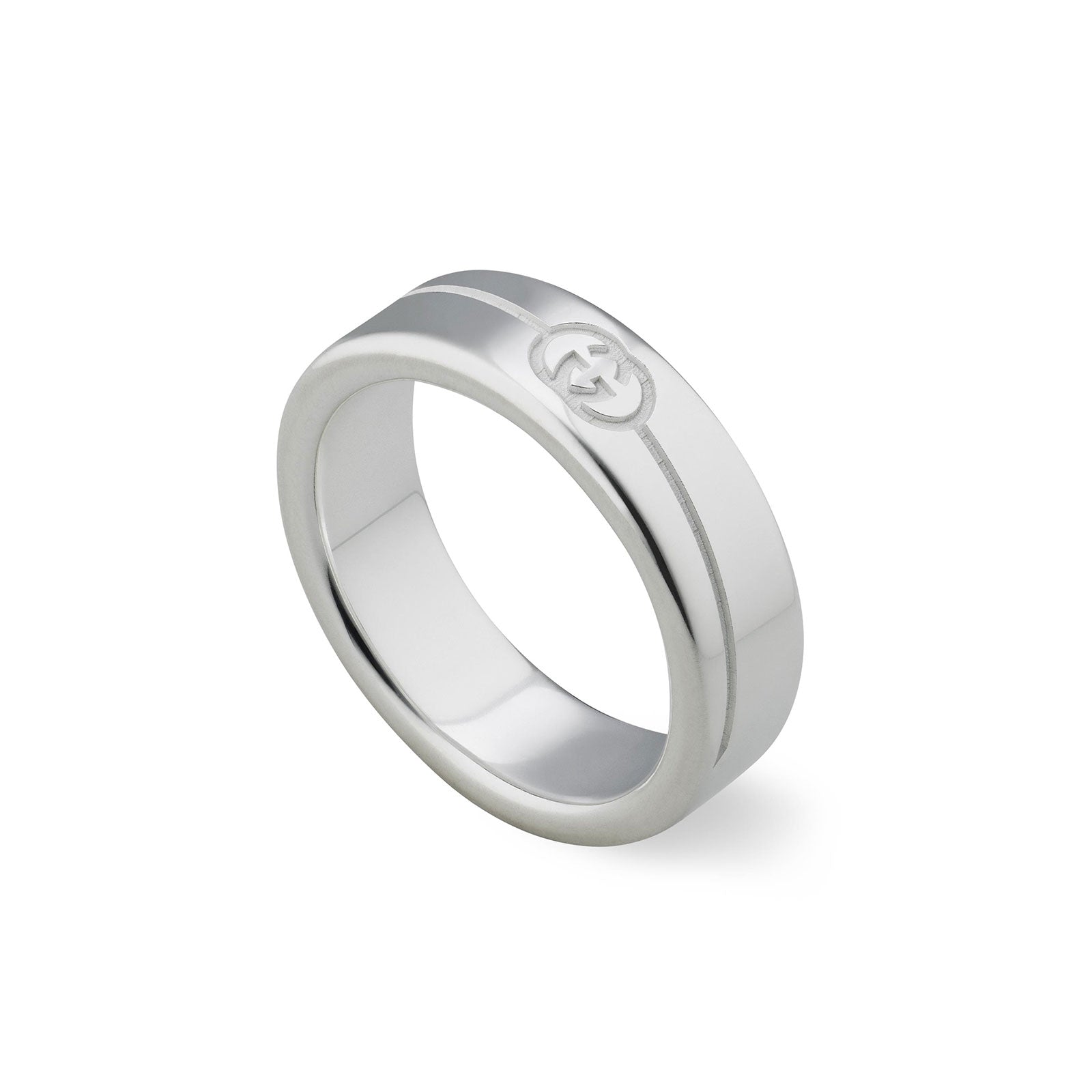 Gucci Tag Diagonal Interlocking G Silver Ring 6mm variant Pursuit