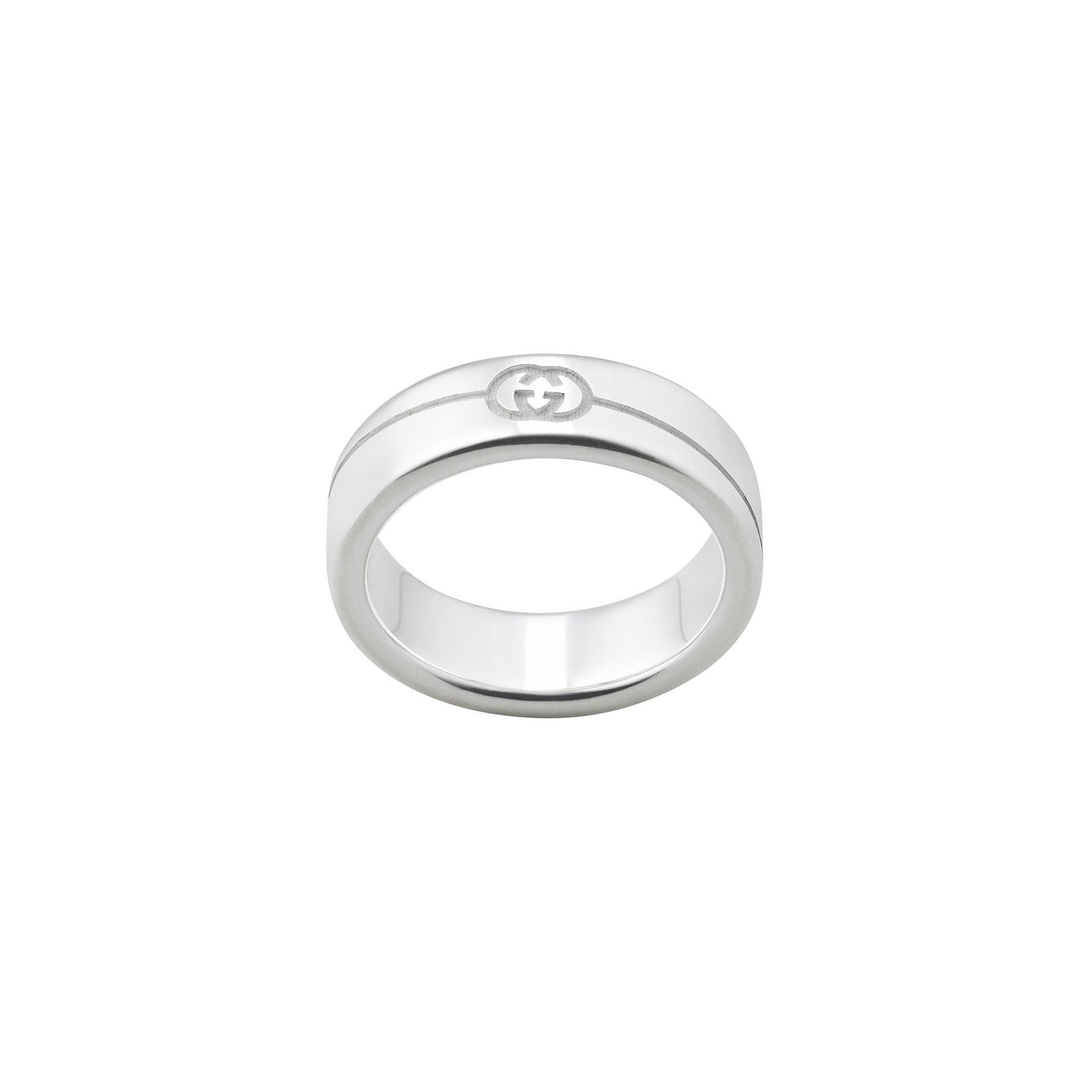 Gucci Tag Diagonal Interlocking G Silver Ring 6mm variant Pursuit