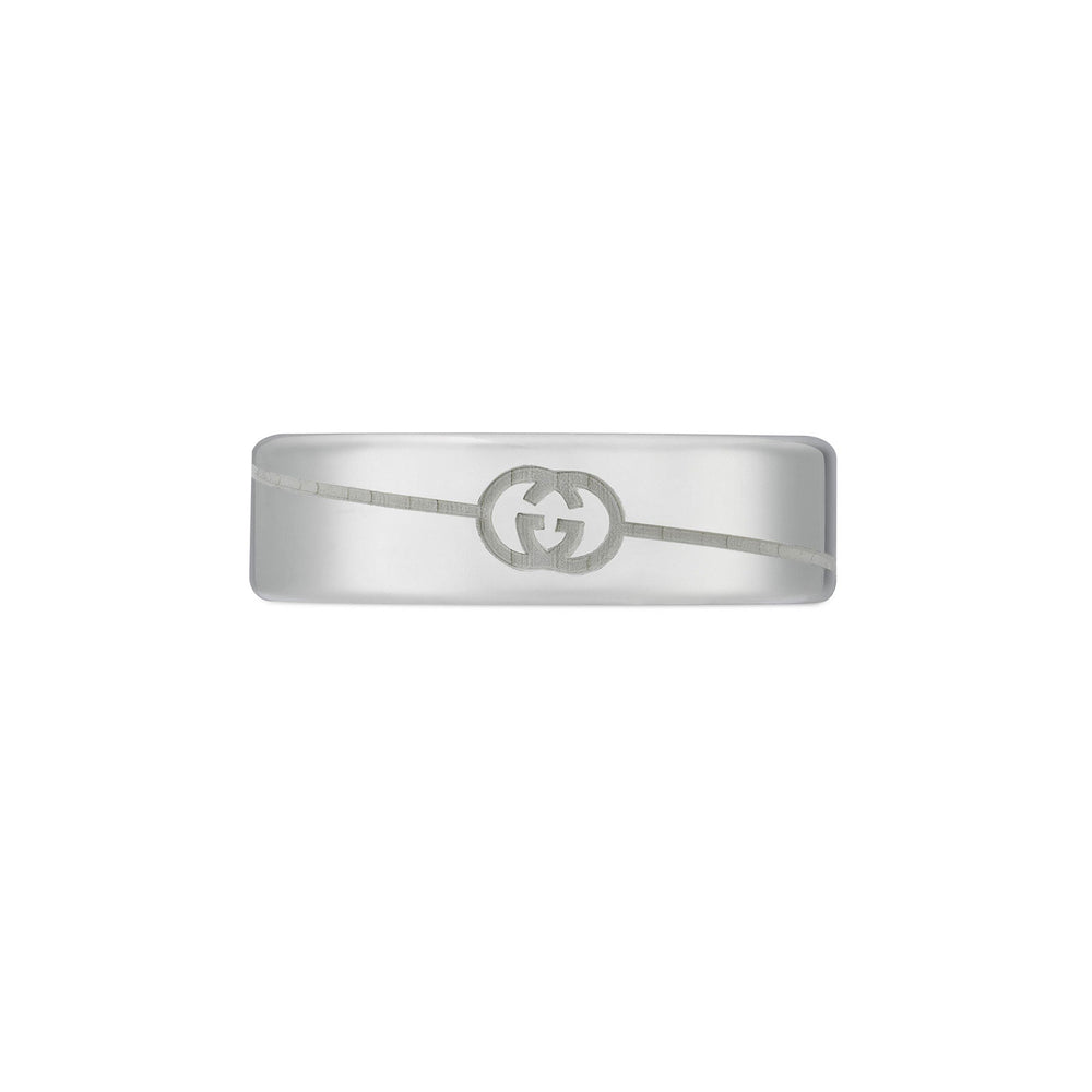 Gucci Tag Diagonal Interlocking G Silver Ring 6mm variant Pursuit