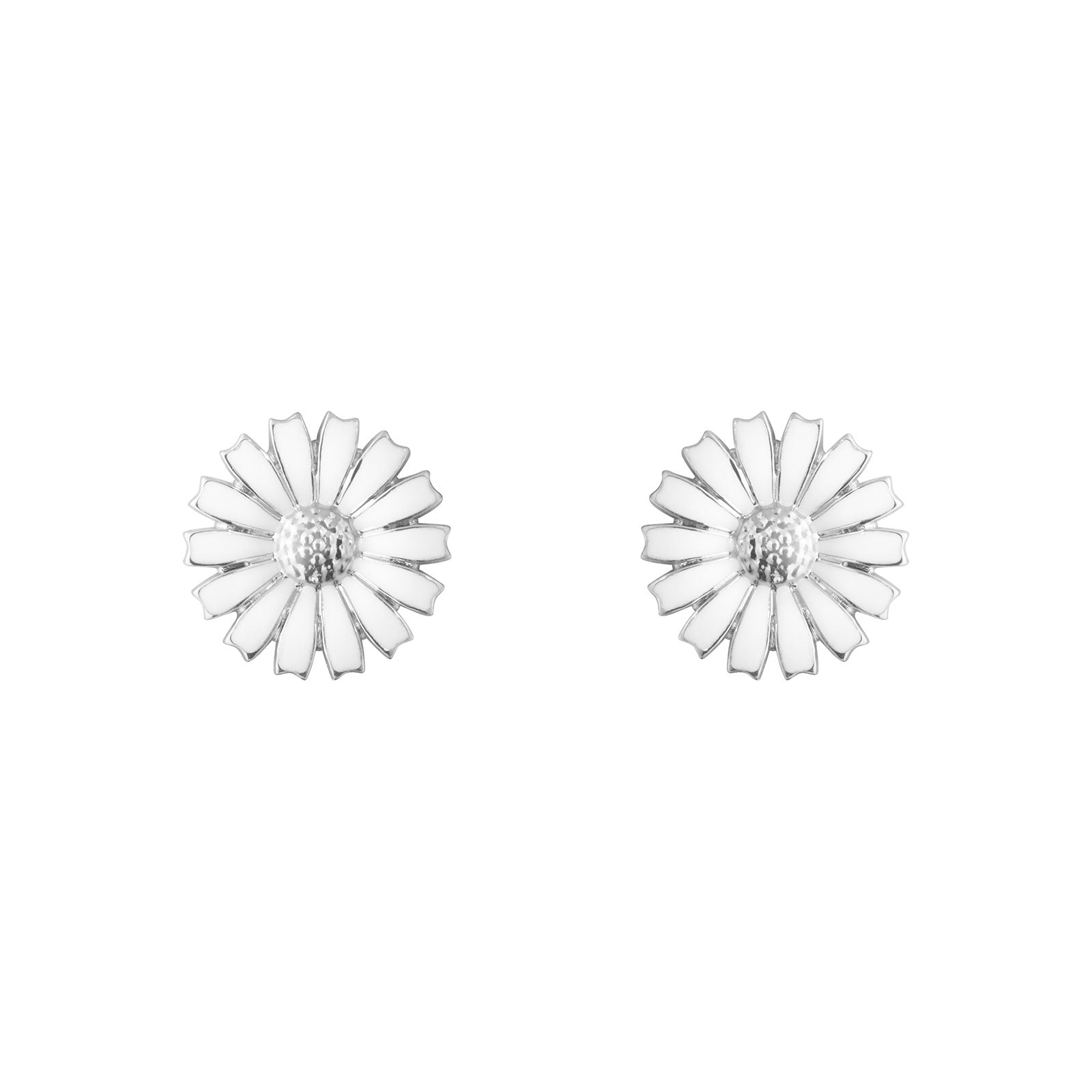 Daisy Silver & White Enamel Stud Earrings simple Pursuit