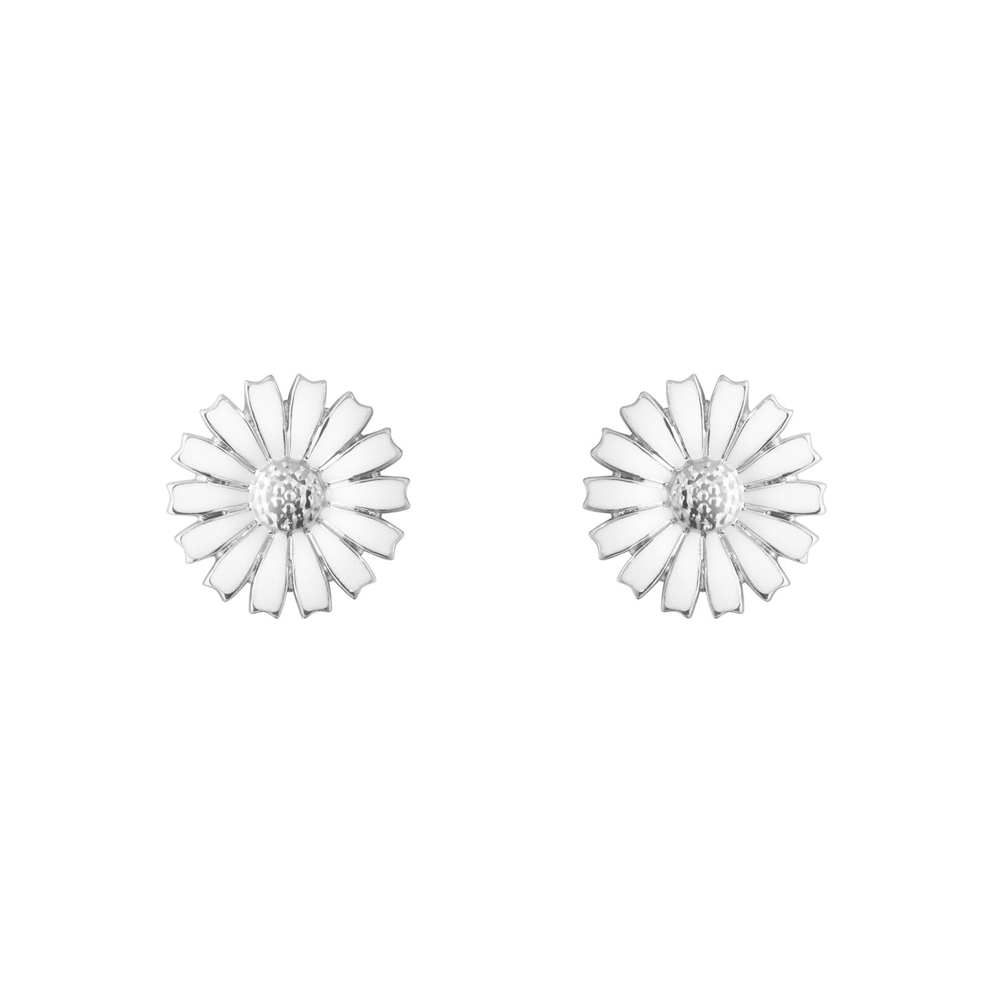 Daisy Silver & White Enamel Stud Earrings simple Pursuit