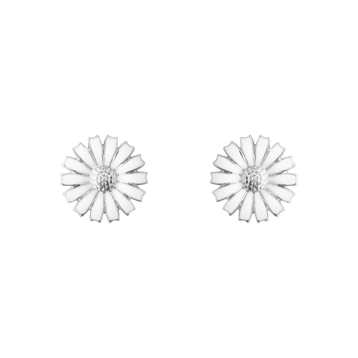 Daisy Silver & White Enamel Stud Earrings simple Pursuit