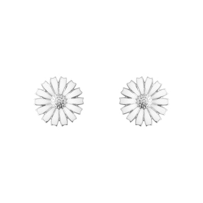 Daisy Silver & White Enamel Stud Earrings simple Pursuit