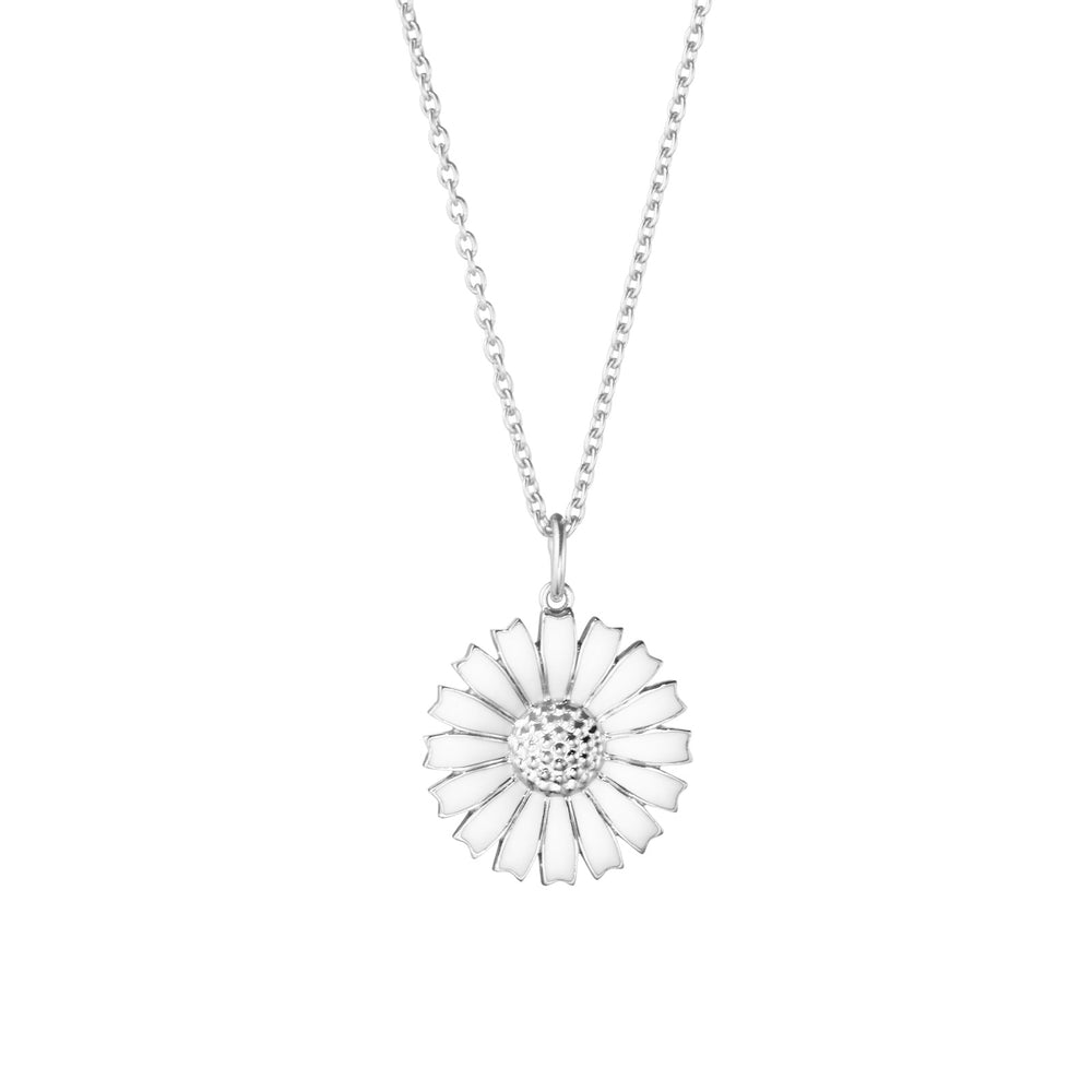 Daisy Silver & White Enamel Necklace simple Pursuit