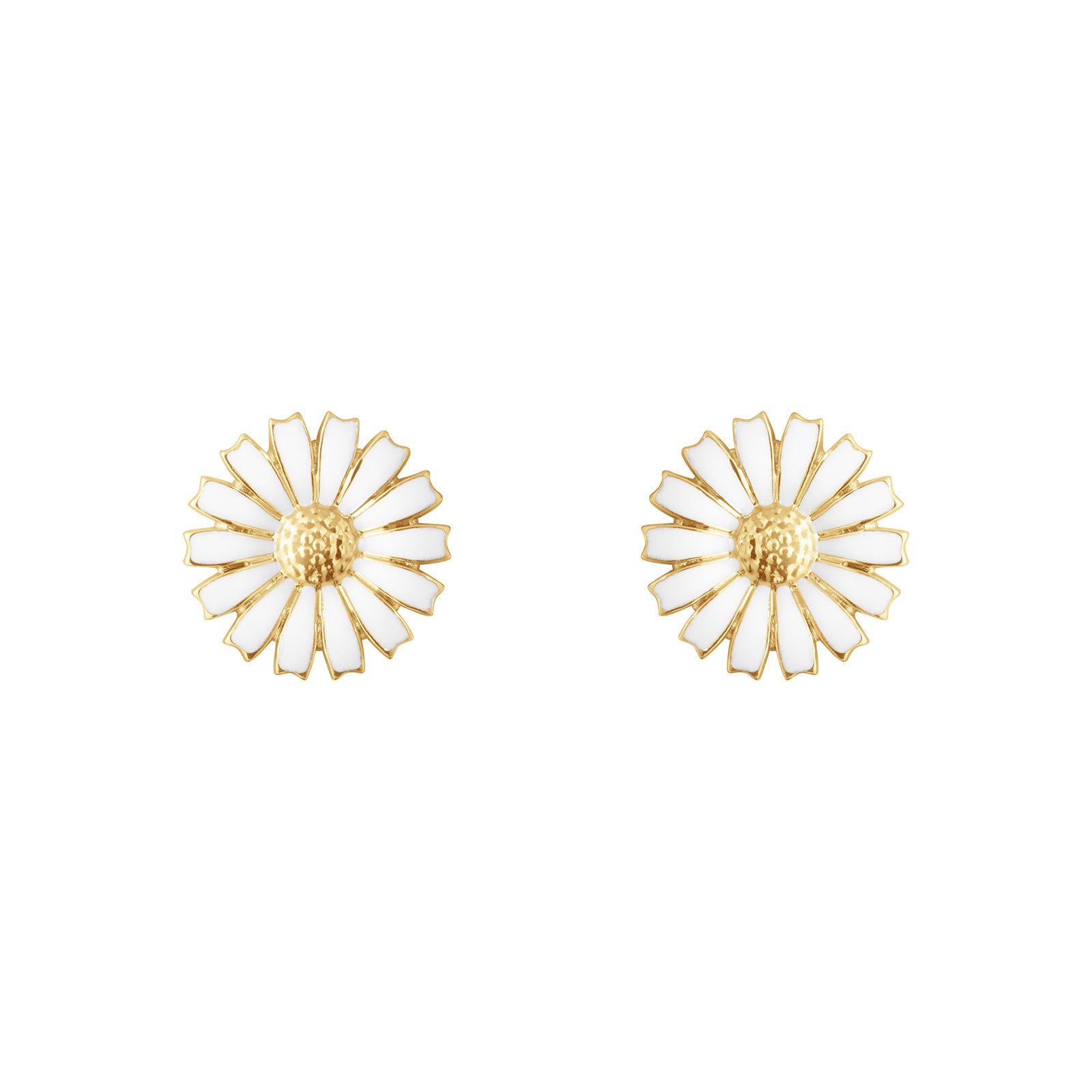 Daisy Gold Plated Silver & White Enamel Stud Earrings simple Pursuit