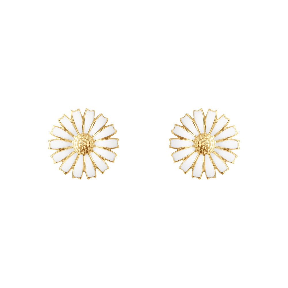 Daisy Gold Plated Silver & White Enamel Stud Earrings simple Pursuit