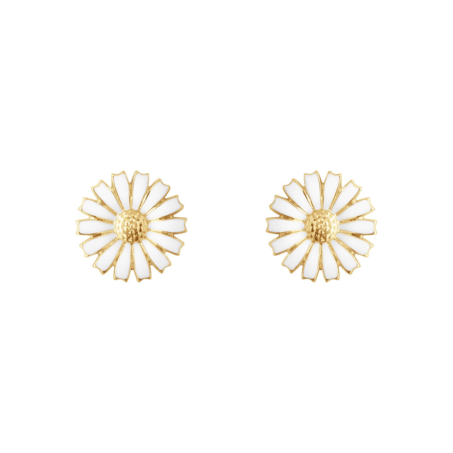 Daisy Gold Plated Silver & White Enamel Stud Earrings simple Pursuit