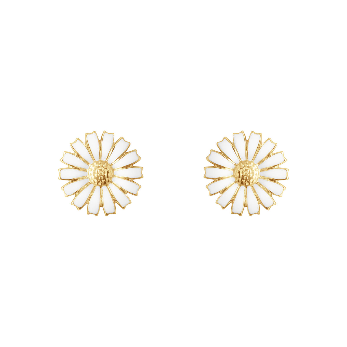 Daisy Gold Plated Silver & White Enamel Stud Earrings simple Pursuit