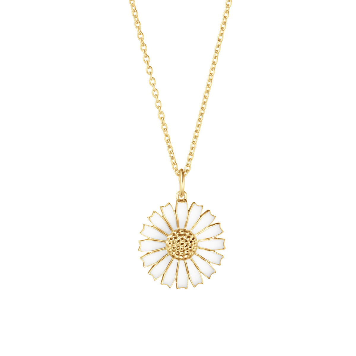 Daisy Gold Plated Silver & White Enamel Necklace simple Pursuit