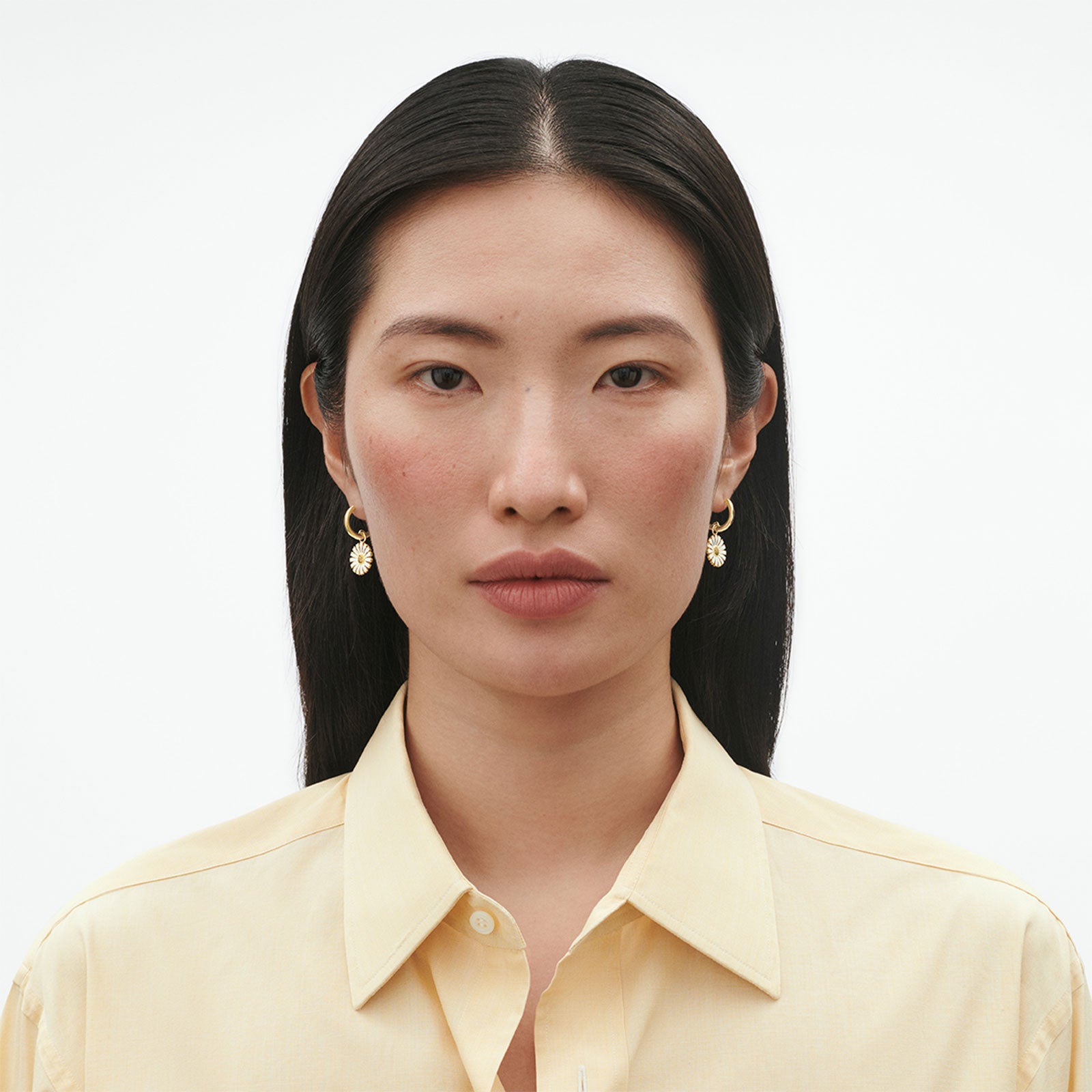 Daisy Gold Plated Silver & White Enamel Drop Earrings simple Pursuit