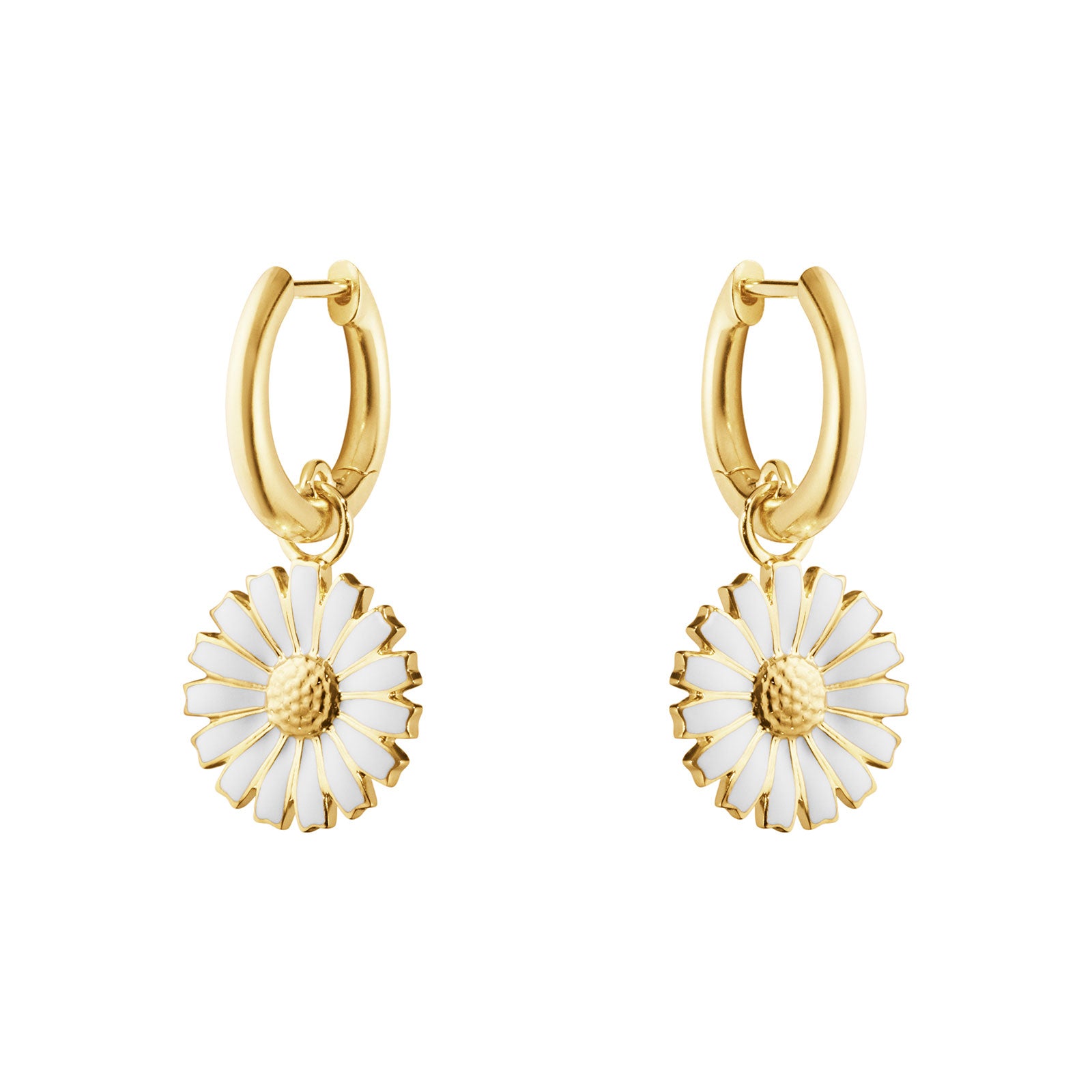 Daisy Gold Plated Silver & White Enamel Drop Earrings simple Pursuit