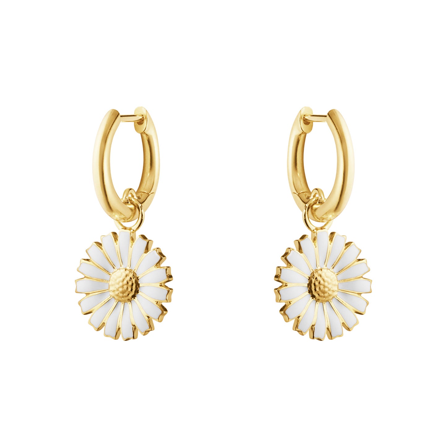 Daisy Gold Plated Silver & White Enamel Drop Earrings simple Pursuit