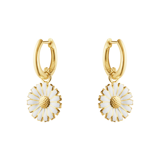 Daisy Gold Plated Silver & White Enamel Drop Earrings simple Pursuit