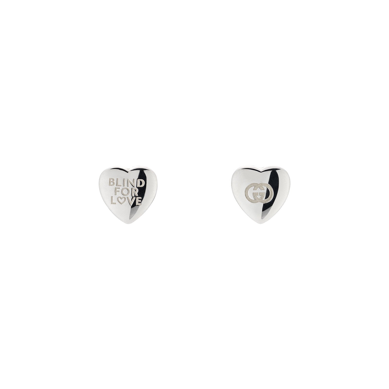 Blind For Love Silver Heart Shaped Stud Earrings simple Pursuit
