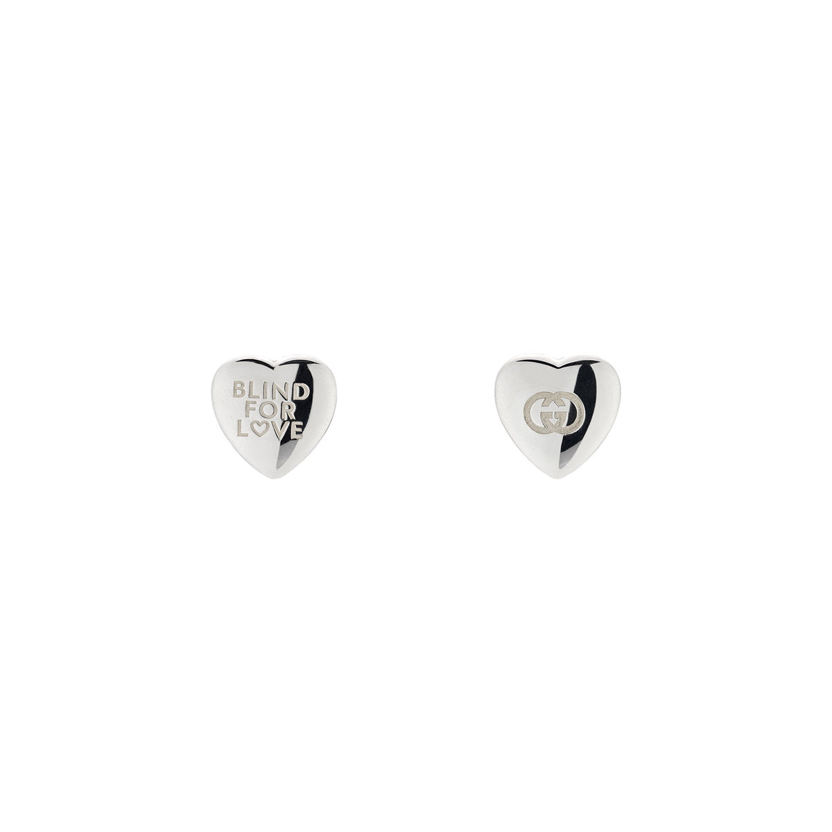 Blind For Love Silver Heart Shaped Stud Earrings simple Pursuit