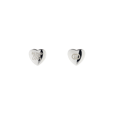 Blind For Love Silver Heart Shaped Stud Earrings simple Pursuit