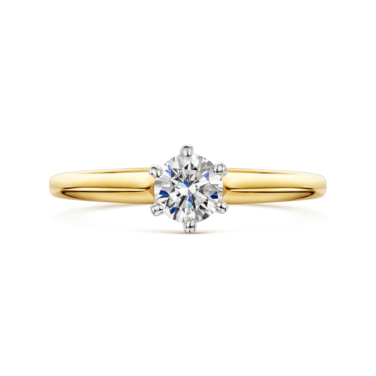 18ct Yellow & White Gold Diamond Six Claw Solitaire Ring 0.50ct variant Pursuit