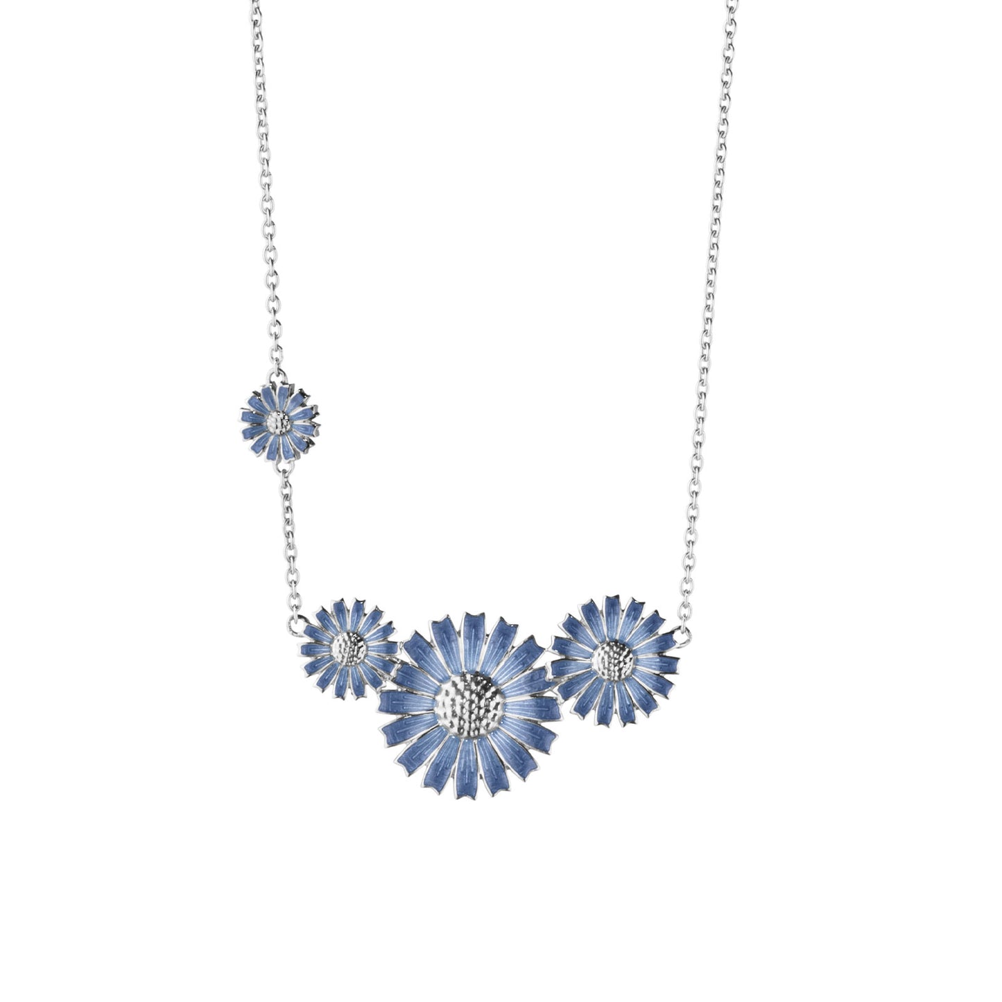 Daisy Silver & Blue Enamel Necklace simple Pursuit